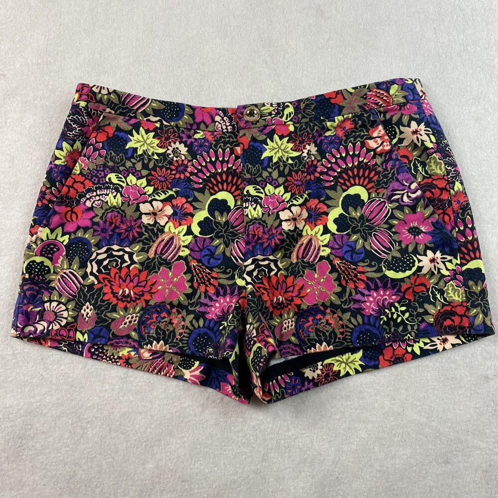 Juicy Couture Womens Floral Cotton Shorts Size 2 Colorful Flat Front